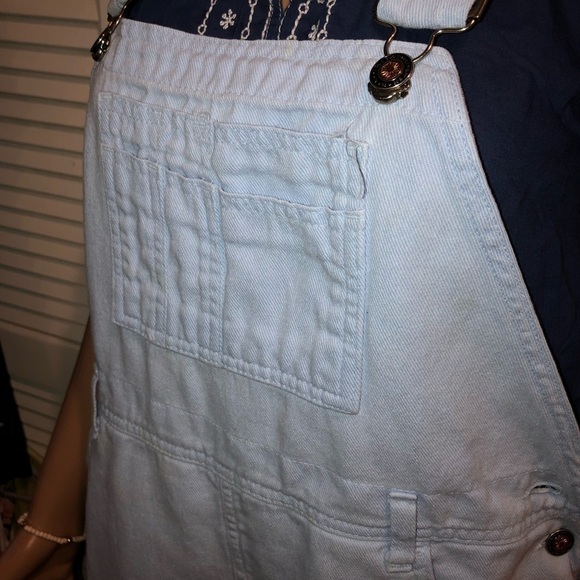 Moda Int. Baby Blue Vintage Short Overalls Medium - Picture 3 of 16